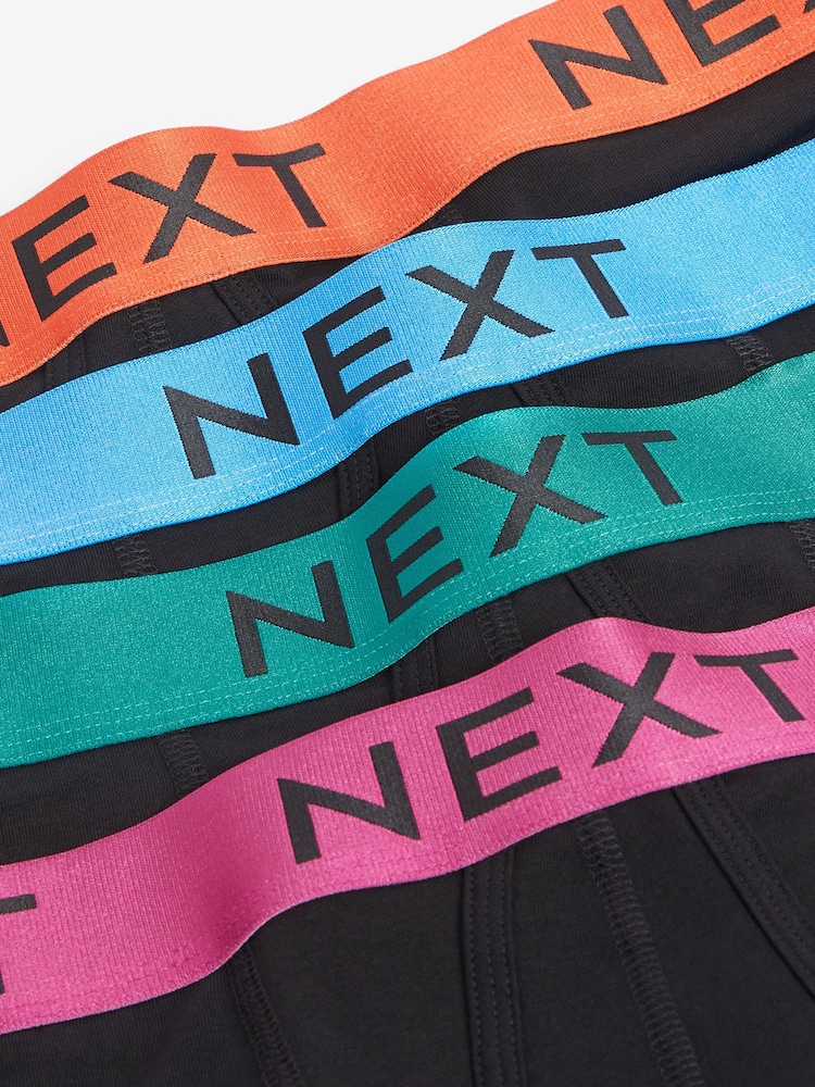 Black Bright Waistband 4 pack A-Front Boxers - Image 6 of 6