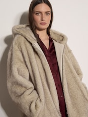 Apricot Grey Soft Faux Fur Hooded Jacket - Image 1 of 5