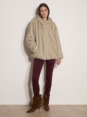 Apricot Grey Soft Faux Fur Hooded Jacket - Image 3 of 5