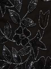 Adrianna Papell Black Bead Long Dress With Godets - Image 3 of 6