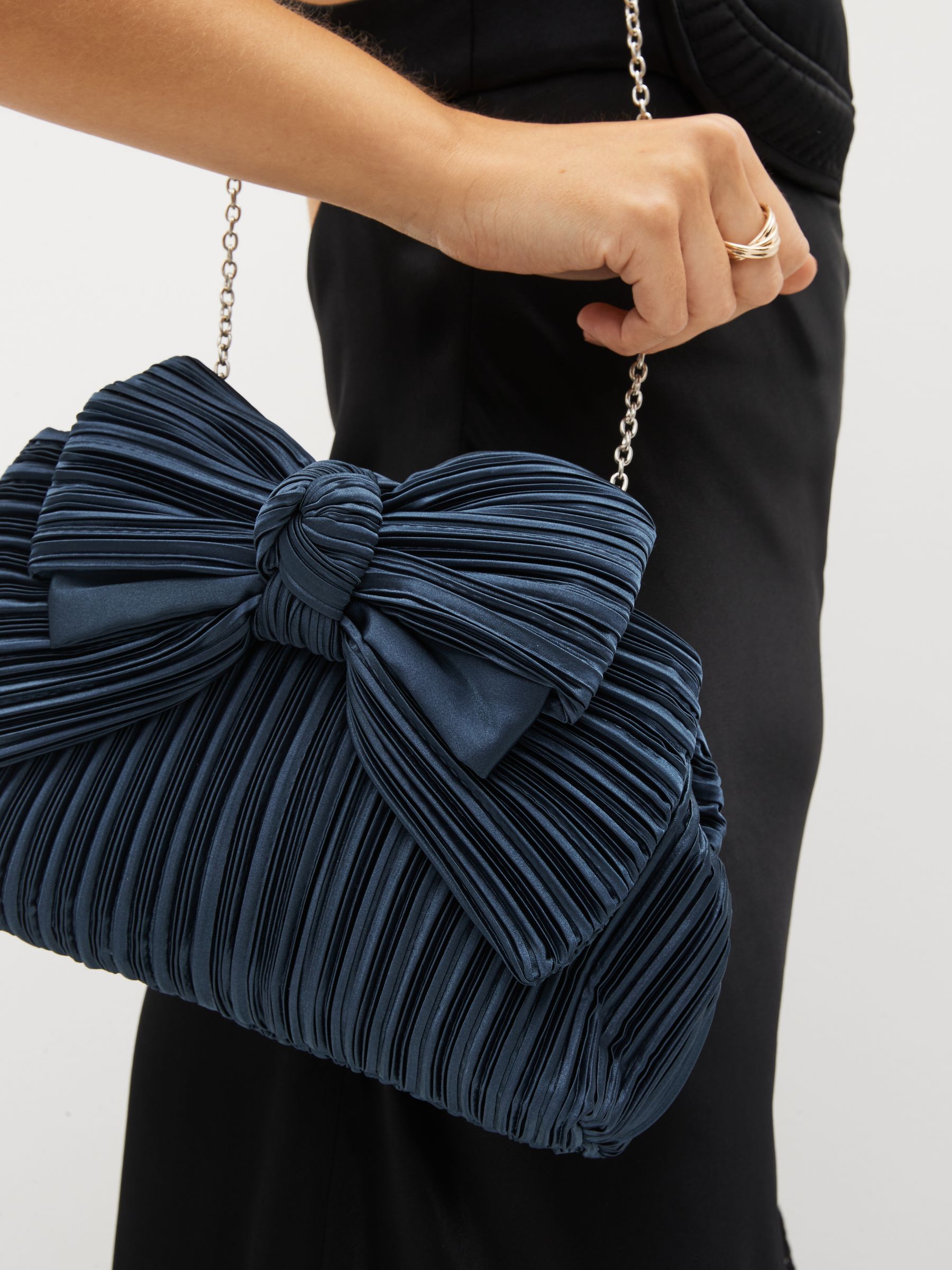 Buy Blue Pleated Bow Clutch Bag from Next Luxembourg
