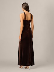 Adrianna Papell Brown Velvet Halter Mermaid Gown - Image 2 of 6