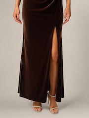 Adrianna Papell Brown Velvet Halter Mermaid Gown - Image 5 of 6
