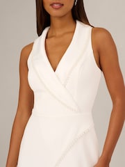 Adrianna Papell White Pearl Crepe Jumpsuit - Image 5 of 7