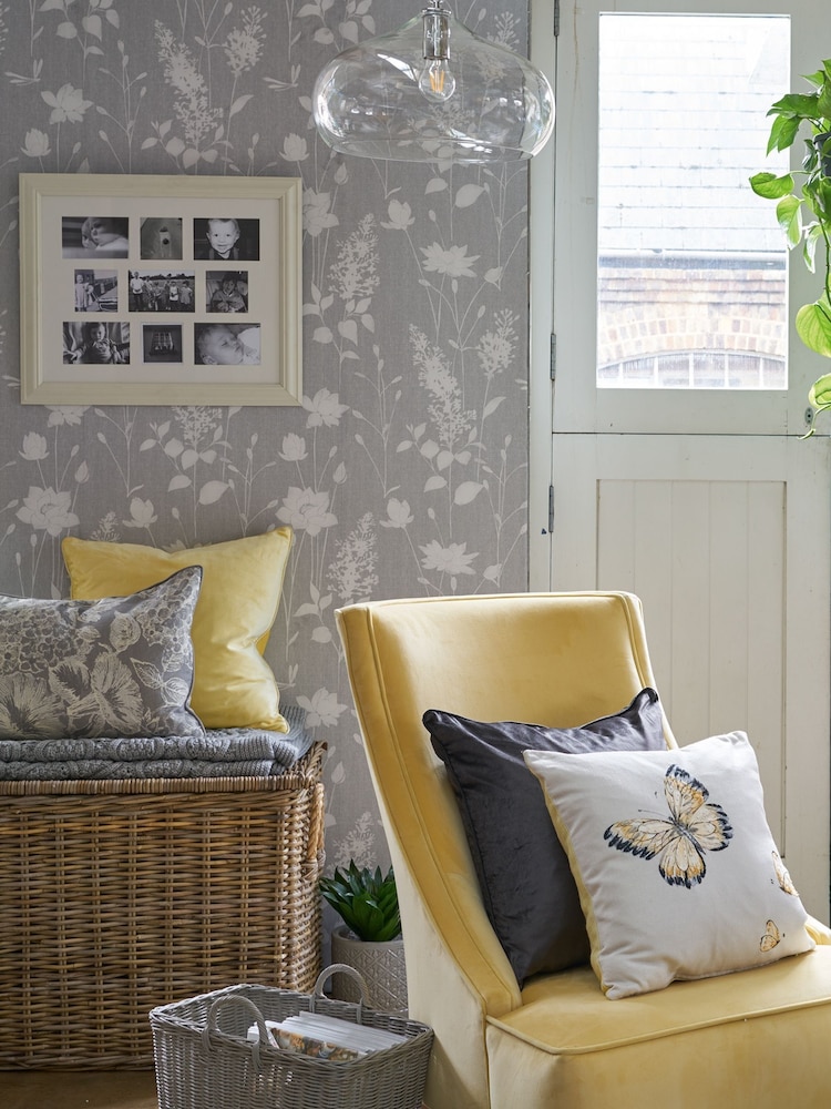 Laura Ashley Steel Dragonfly Dragonfly Garden Wallpaper Sample - Image 1 of 2