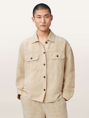 AllSaints Cream Korten Shacket - Image 1 of 7