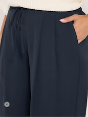 Yours Curve Blue Pleated Wide Leg Trousers - Image 4 of 6