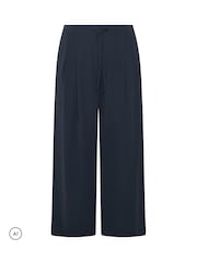 Yours Curve Blue Pleated Wide Leg Trousers - Image 5 of 6