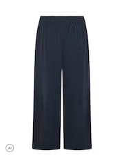 Yours Curve Blue Pleated Wide Leg Trousers - Image 6 of 6