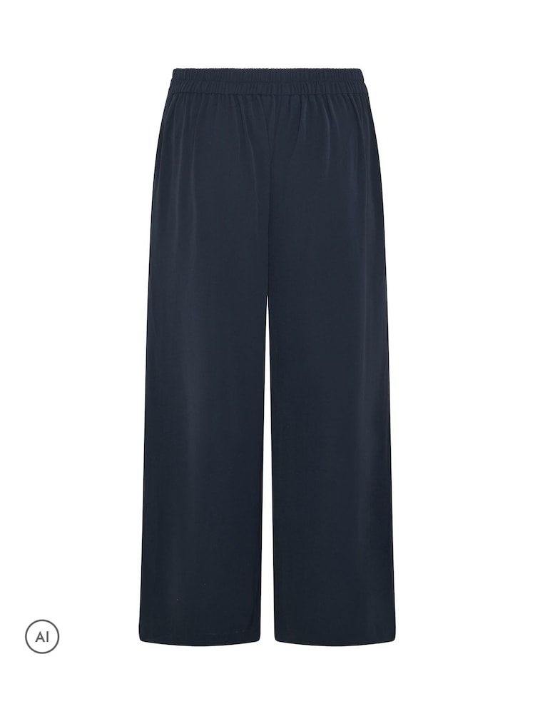 Yours Curve Blue Pleated Wide Leg Trousers - Image 6 of 6 Yours Curve Blue Pleated Wide Leg Trousers - Image 6 of 6