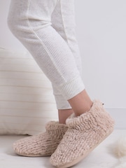 Totes Natural Ladies Faux Fur  Short Boot Slippers - Image 1 of 5