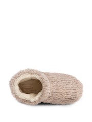 Totes Natural Ladies Faux Fur  Short Boot Slippers - Image 2 of 5