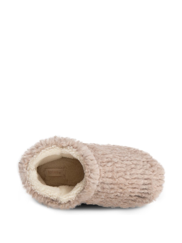 Totes Natural Ladies Faux Fur  Short Boot Slippers - Image 2 of 5