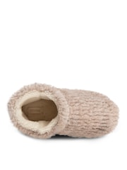 Totes Natural Ladies Faux Fur  Short Boot Slippers - Image 4 of 5