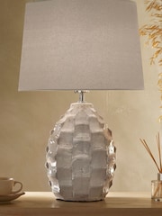 Village At Home Cream Elena Ceramic Textured Table Lamp - Image 1 of 3