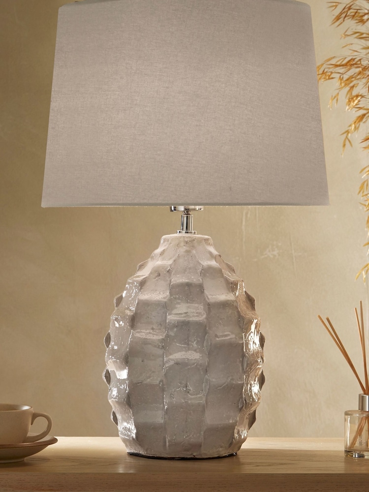 Village At Home Cream Elena Ceramic Textured Table Lamp - Image 1 of 3
