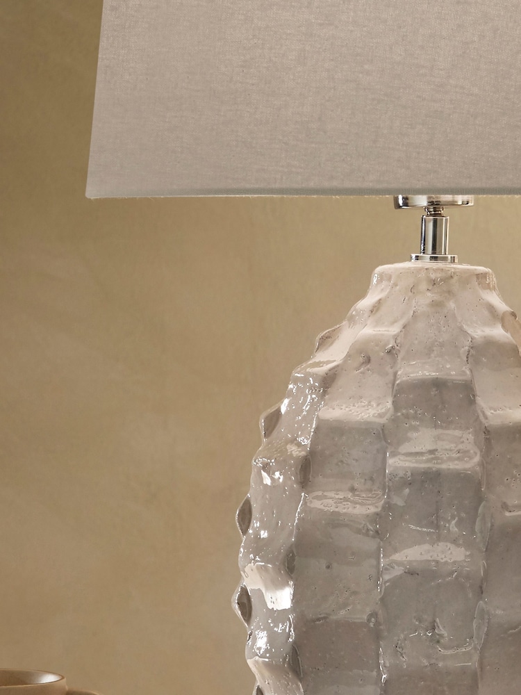 Village At Home Cream Elena Ceramic Textured Table Lamp - Image 3 of 3