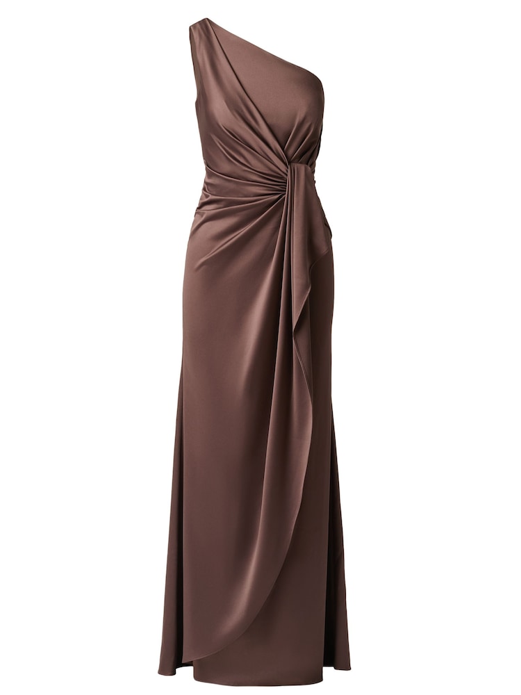 Adrianna Papell Brown One Shoulder Satin Gown - Image 7 of 7 Adrianna Papell Brown One Shoulder Satin Gown - Image 7 of 7