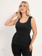 Yours Curve Black Thermal Pointelle Vest - Image 1 of 6