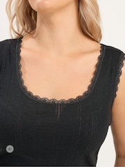 Yours Curve Black Thermal Pointelle Vest - Image 4 of 6