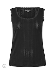 Yours Curve Black Thermal Pointelle Vest - Image 5 of 6