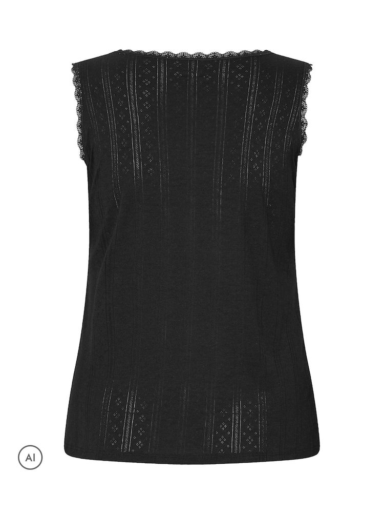 Yours Curve Black Thermal Pointelle Vest - Image 6 of 6 Yours Curve Black Thermal Pointelle Vest - Image 6 of 6