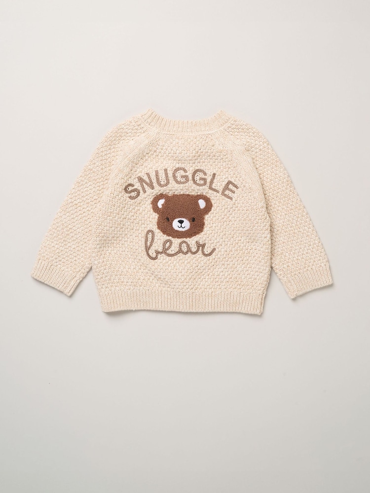 크림 - Rock-A-Bye Baby Boutique Chunky Knitted Embroidered Cardigan - 4의 이미지 1