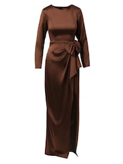 Vestido de satén elástico con volantes de Adrianna Papell - Imagen 7 de 7