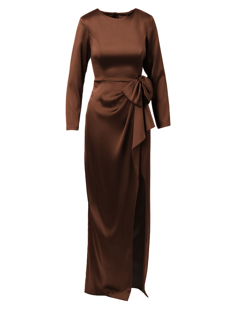 Vestido de satén elástico con volantes de Adrianna Papell - Imagen 7 de 7