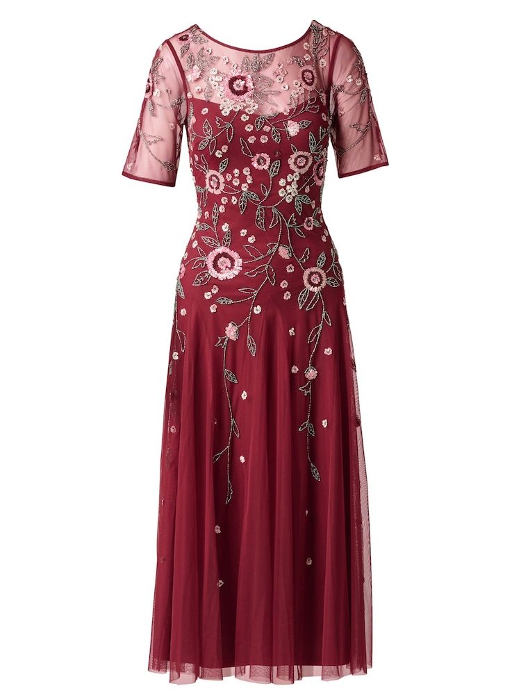 Vestido largo hasta el tobillo de malla con abalorios de Adrianna Papell Petite - Imagen 7 de 7 Vestido largo hasta el tobillo de malla con abalorios de Adrianna Papell Petite - Imagen 7 de 7