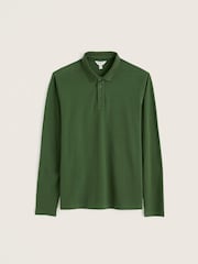 Seasalt Cornwall Green Balefire Long Sleeve Polo Shirt - Image 4 of 5