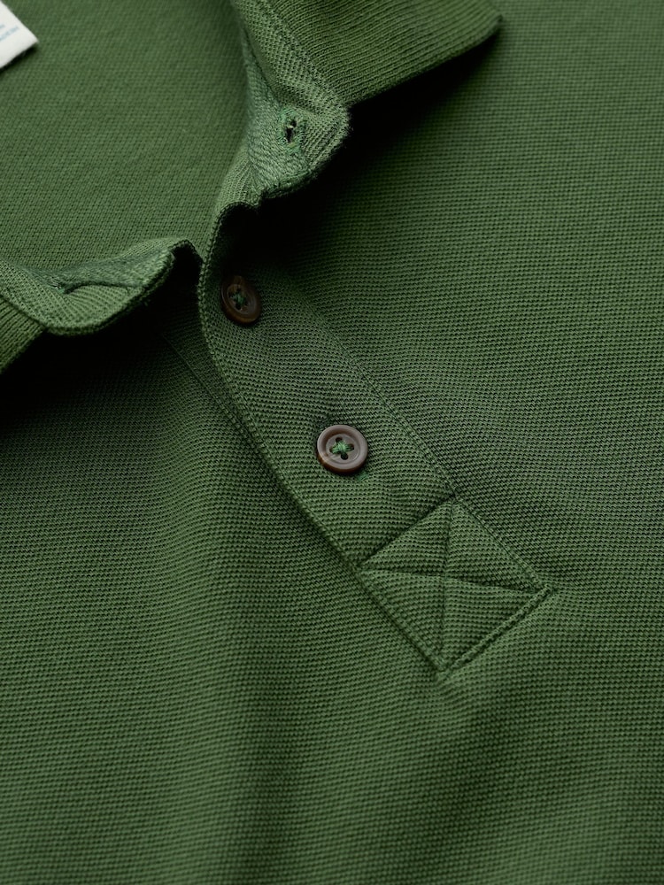 Seasalt Cornwall Green Balefire Long Sleeve Polo Shirt - Image 5 of 5