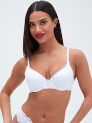 Boux Avenue White Lydia Cotton Plunge T-Shirt Bra - Image 1 of 5