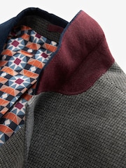 Grey Slim Fit Trimmed Texture Suit Jacket - Image 10 of 11