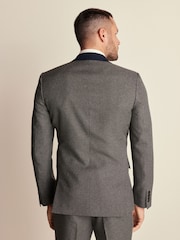 Grey Slim Fit Trimmed Texture Suit Jacket - Image 4 of 11