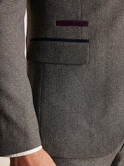 Grey Slim Fit Trimmed Texture Suit Jacket - Image 5 of 11