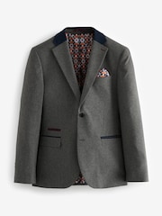Grey Slim Fit Trimmed Texture Suit Jacket - Image 6 of 11