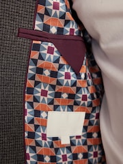 Grey Slim Fit Trimmed Texture Suit Jacket - Image 7 of 11