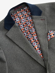 Grey Slim Fit Trimmed Texture Suit Jacket - Image 8 of 11