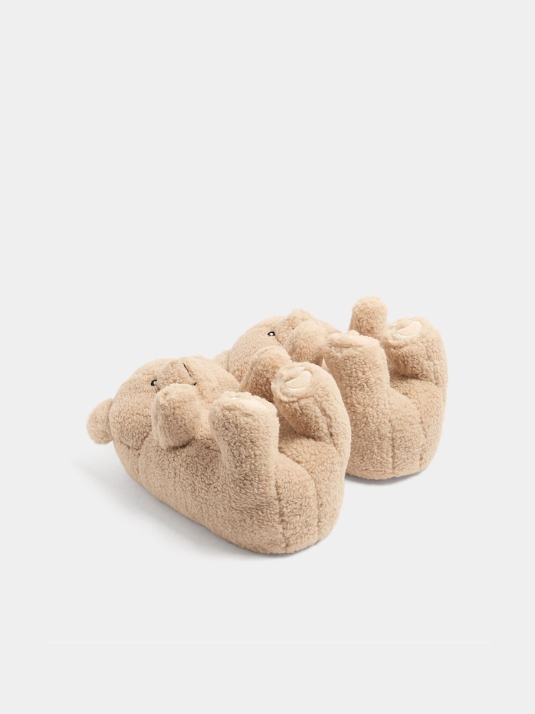 Yours Curve Brown Teddy Bear Slippers - Image 5 of 5