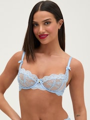 Boux Avenue Blue Veronique Sheer Lace Balconette Bra - Image 1 of 6