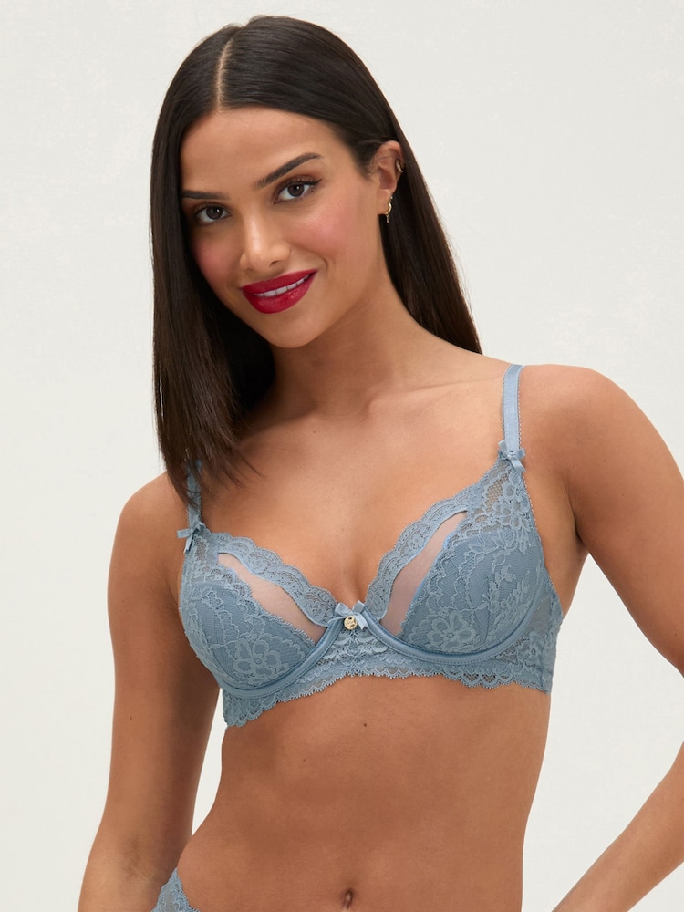 Boux Avenue Blue Carlotta Lace Plunge Bra - Image 2 of 7 Boux Avenue Blue Carlotta Lace Plunge Bra - Image 2 of 7