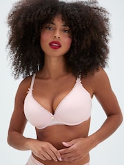 Boux Avenue Pink Lydia Cotton Plunge T-Shirt Bra - Image 1 of 6