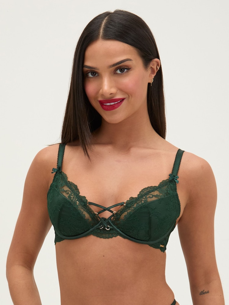 Boux Avenue Green Adelaide Lace Plunge Bra - Image 1 of 5 Boux Avenue Green Adelaide Lace Plunge Bra - Image 1 of 5