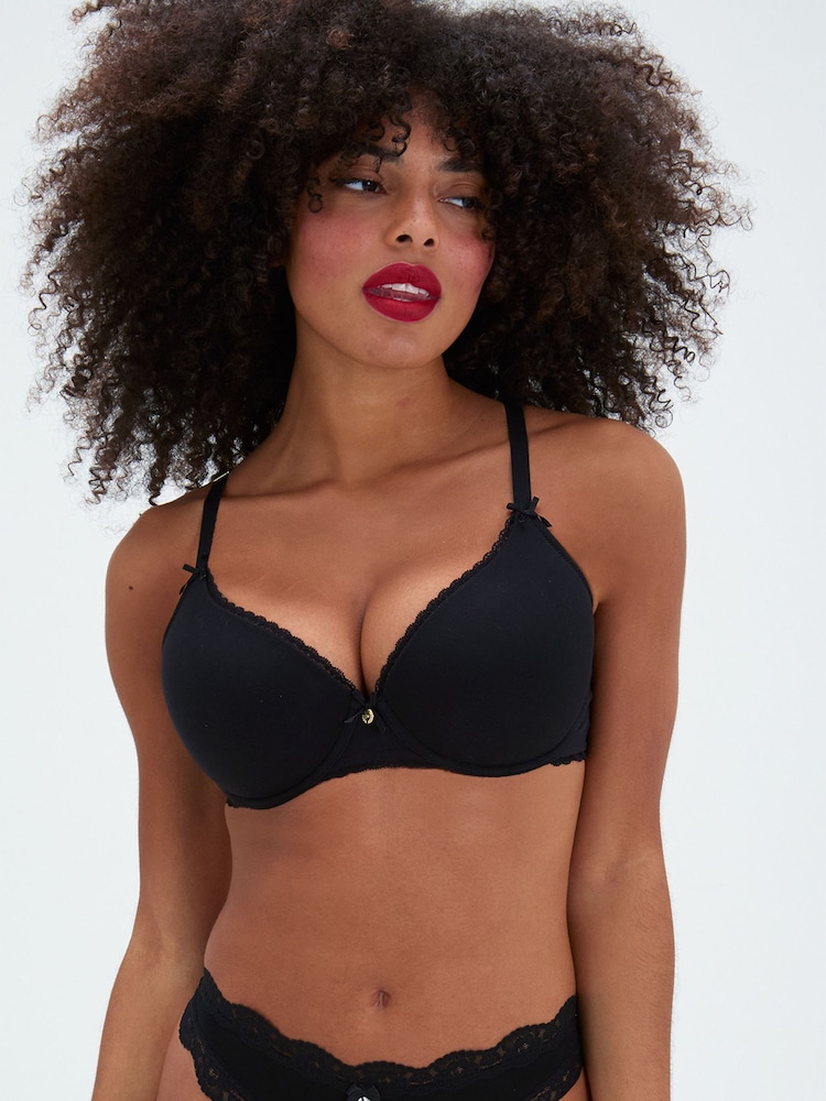 Boux Avenue Black Lydia Cotton Plunge T-Shirt Bra - Image 1 of 5 Boux Avenue Black Lydia Cotton Plunge T-Shirt Bra - Image 1 of 5