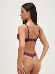 Boux Avenue Purple Antointette Sheer Embroidered Balconette Bra - Image 3 of 5