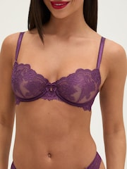 Boux Avenue Purple Antointette Sheer Embroidered Balconette Bra - Image 5 of 5