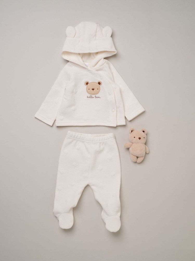 Rock-A-Bye Baby Boutique Doorgestikt jack met Beertje Outfit Set 3 Pieces met Pluche Speelgoed - Afbeelding 2 van 7 Rock-A-Bye Baby Boutique Doorgestikt jack met Beertje Outfit Set 3 Pieces met Pluche Speelgoed - Afbeelding 2 van 7