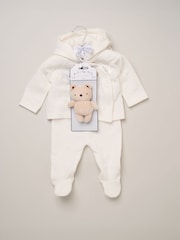 Rock-A-Bye Baby Boutique Doorgestikt jack met Beertje Outfit Set 3 Pieces met Pluche Speelgoed - Afbeelding 3 van 7