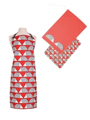 Scion Red Spike Cotton Apron & Set of 2 Tea Towels - Image 1 of 1